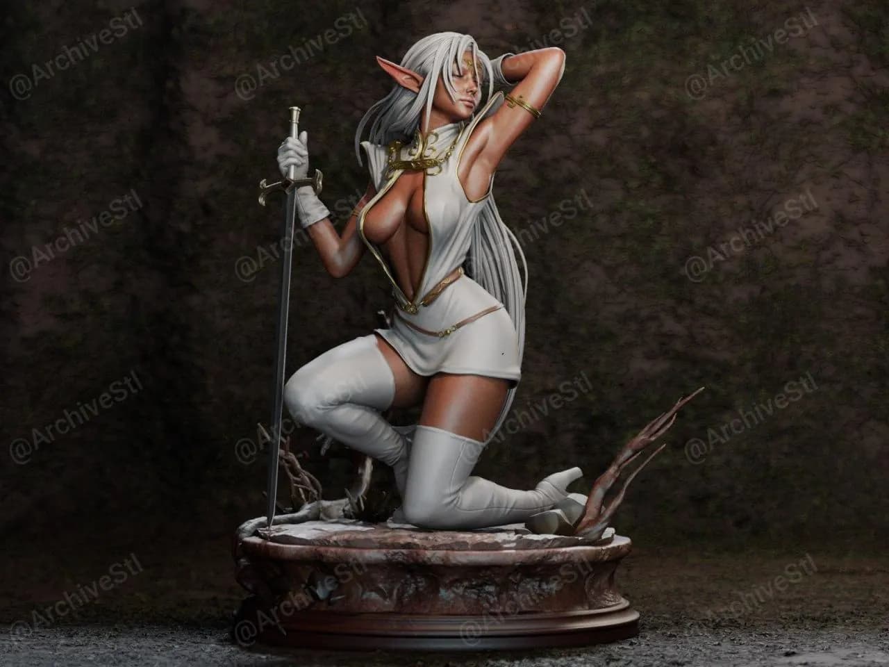 STL - Elfa guerrera con espada