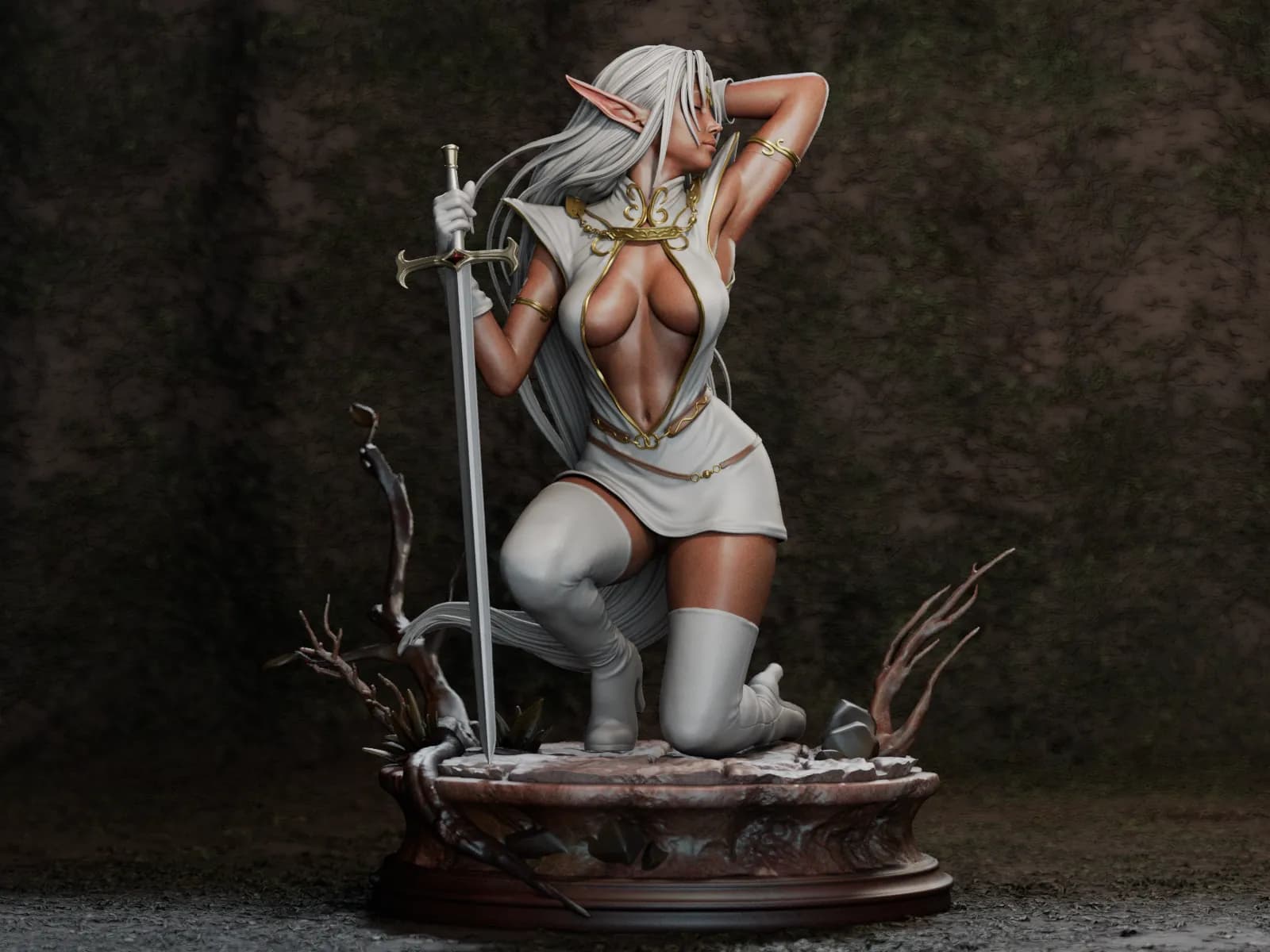 STL - Elfa guerrera con espada