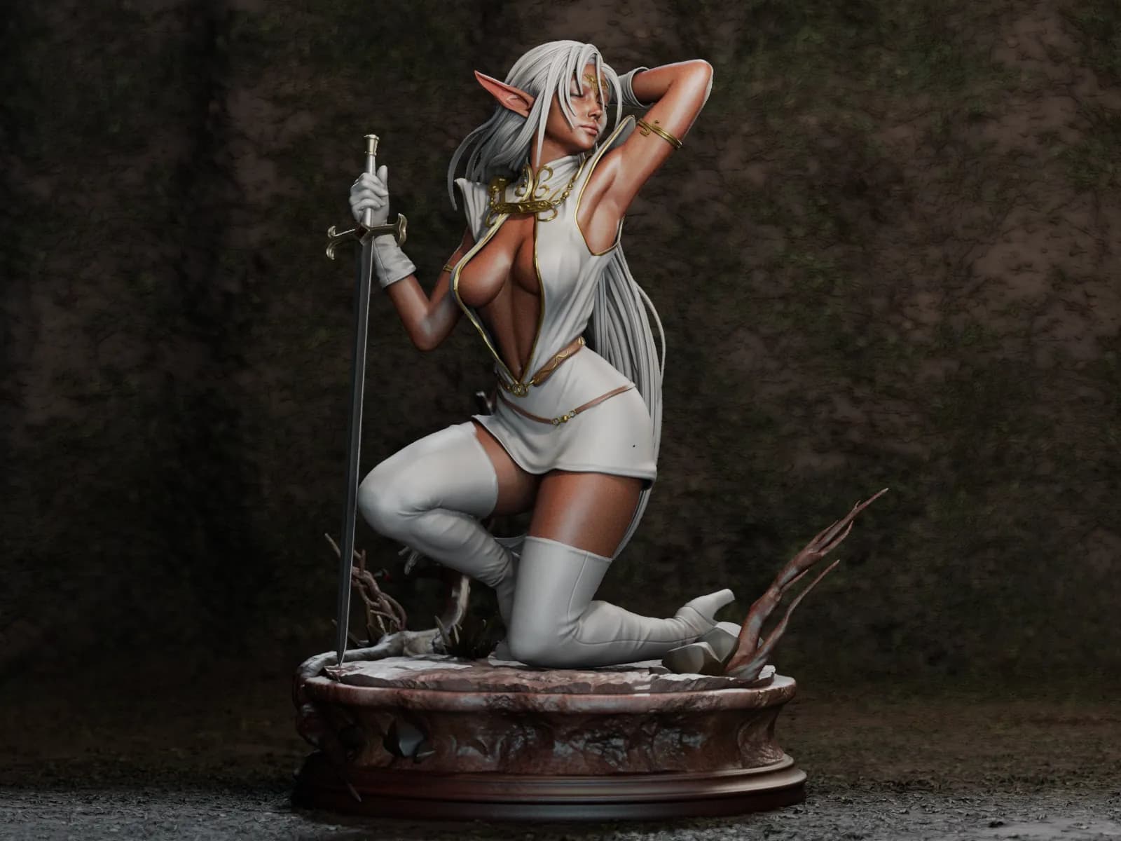 STL - Elfa guerrera con espada