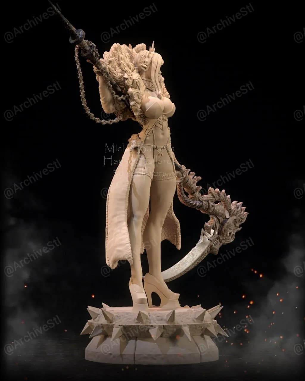 STL - Elfa Oscura con Guadaña render 3