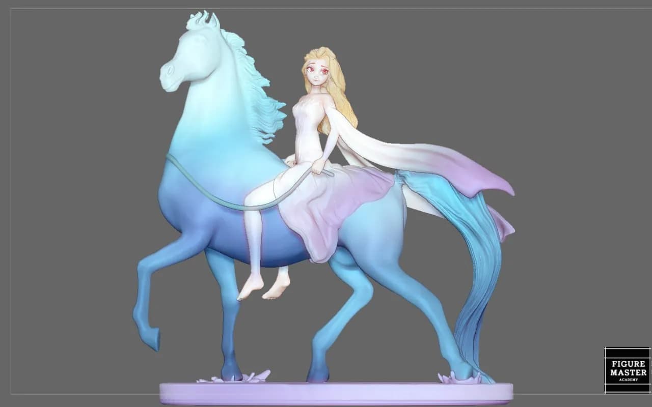 STL - Elsa montando un caballo de hielo