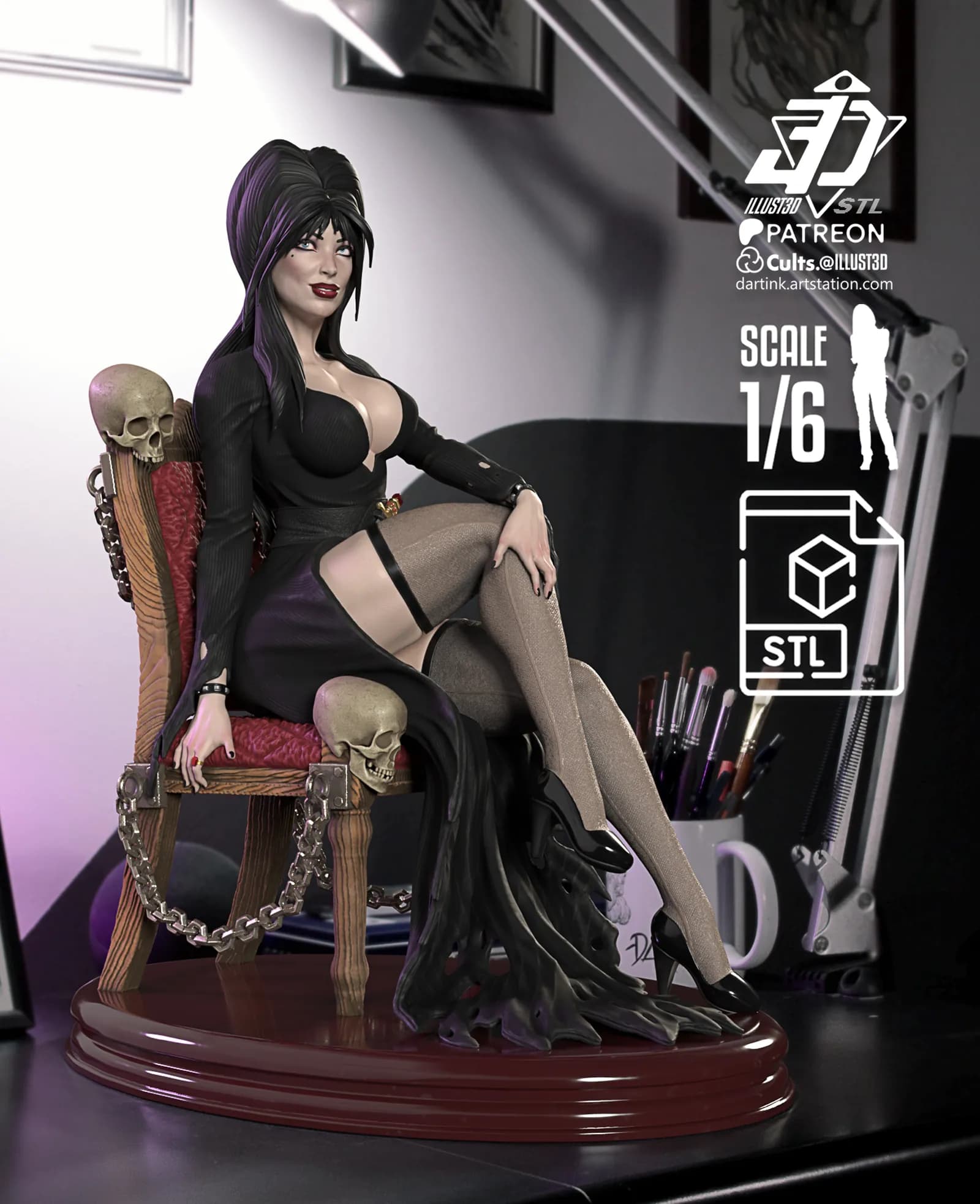 STL - Elvira, Señora Oscura render 3