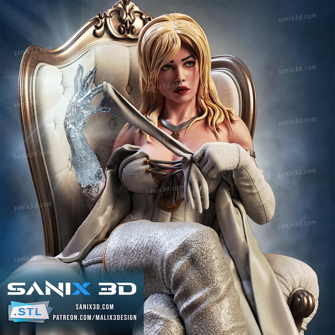 STL - Emma Frost Figura de Resina render 4
