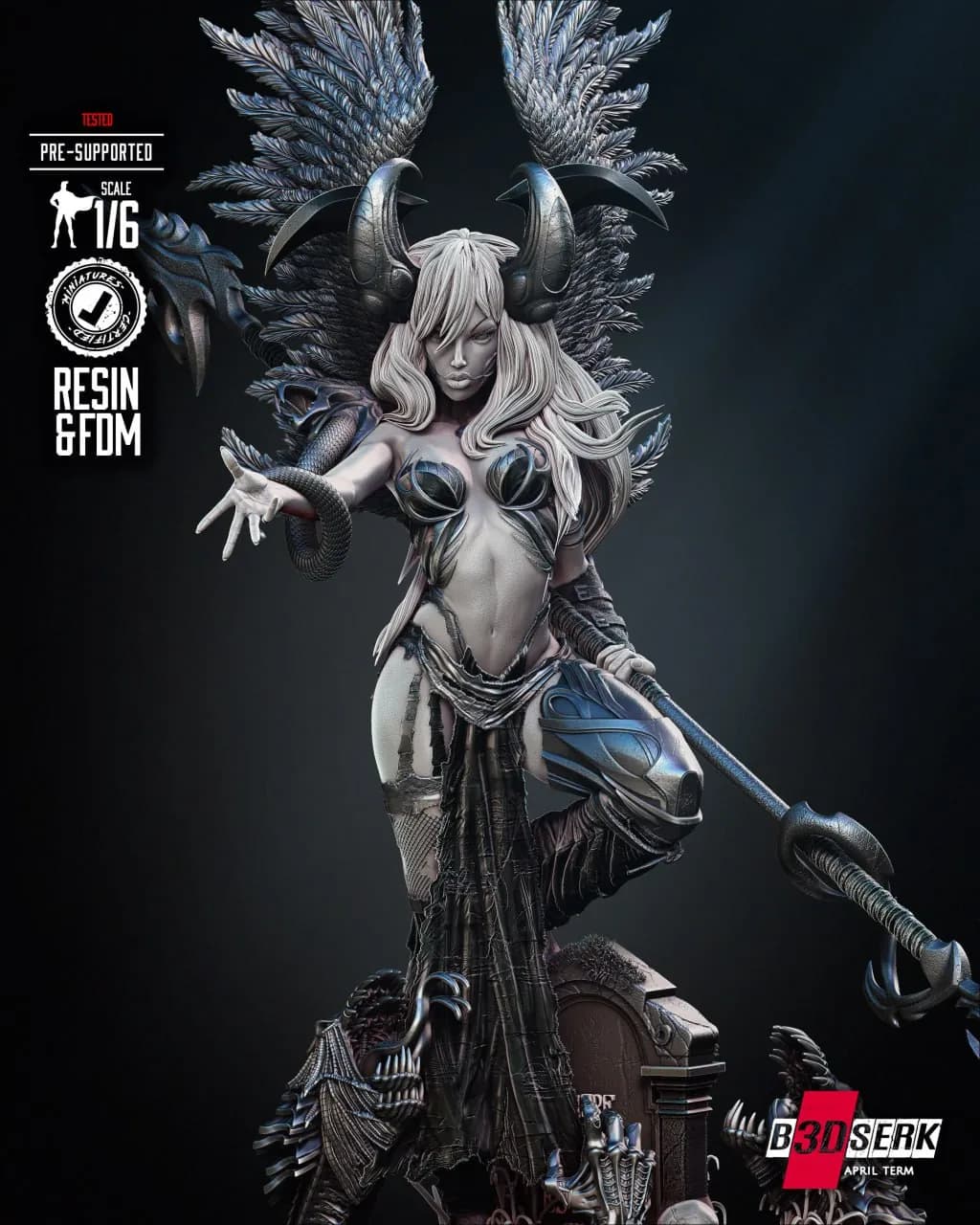 STL - Escultura de Ángel Oscuro render 3