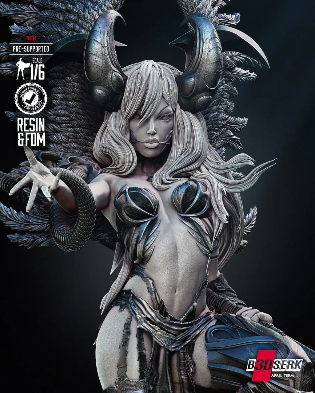 STL - Escultura de Ángel Oscuro render 4