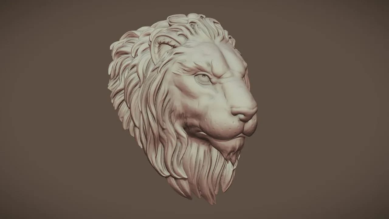 STL - Escultura de cabeza de león