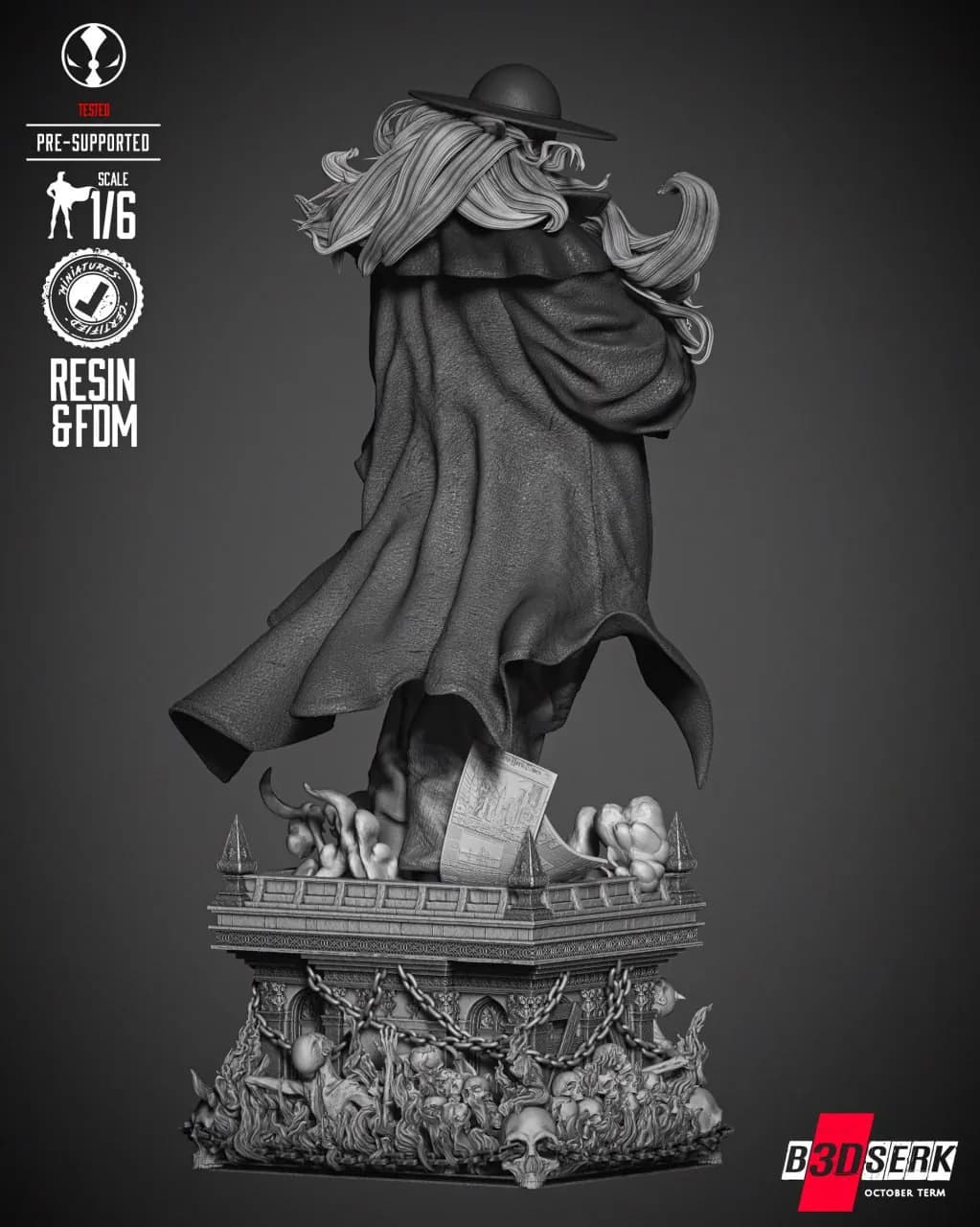 STL - Escultura de Cogliostro con gato render 3