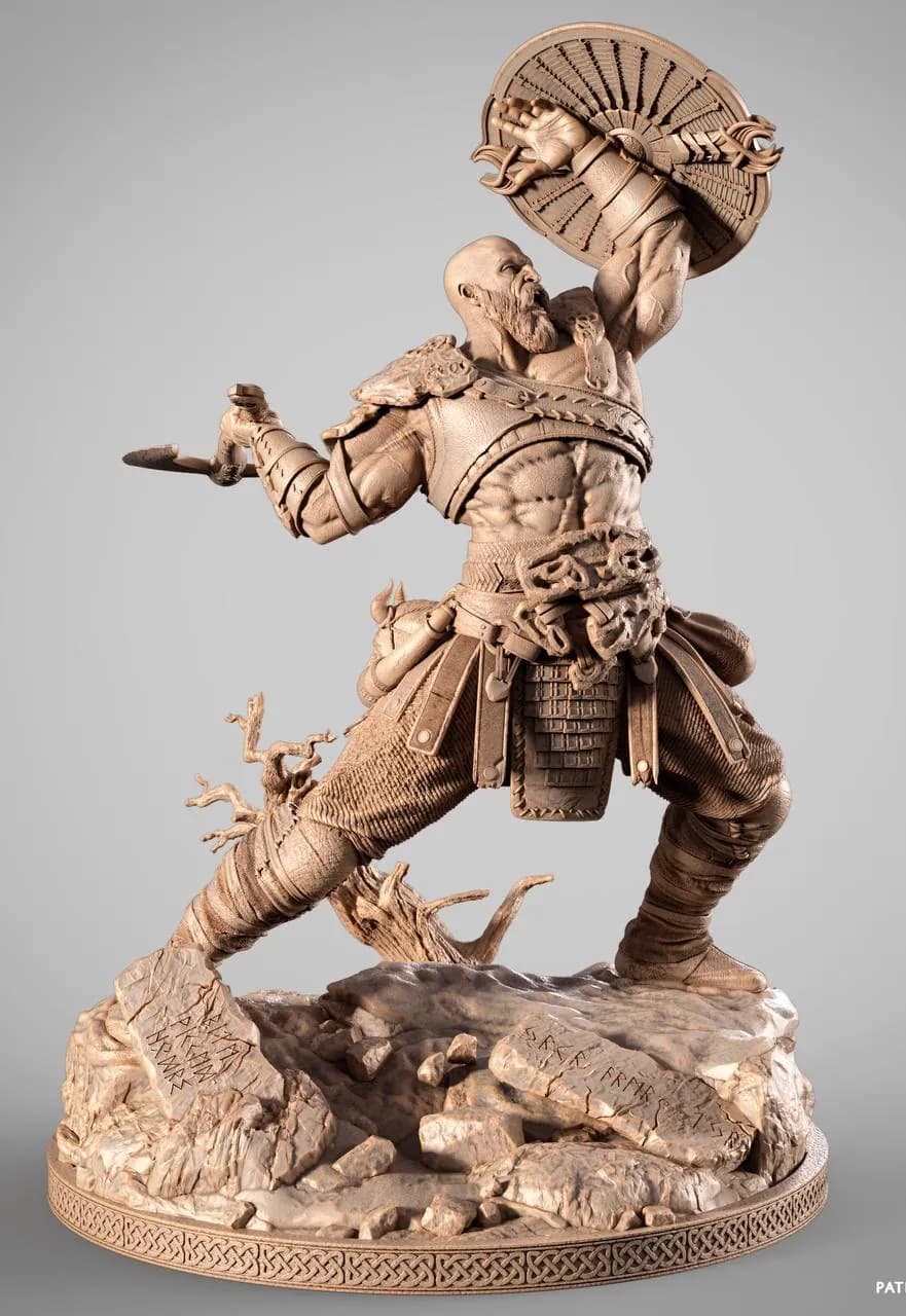 STL - Escultura de Kratos con arco render 5