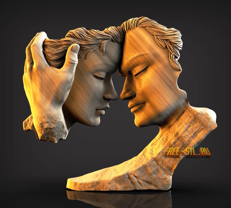 STL - Escultura de pareja enamorada render 2