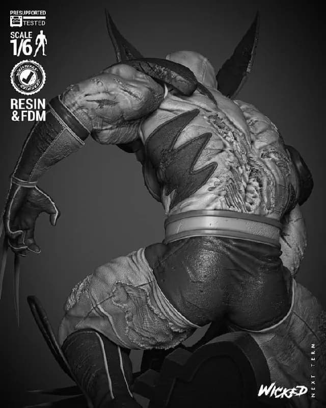 STL - Escultura de Wolverine Zombie render 3