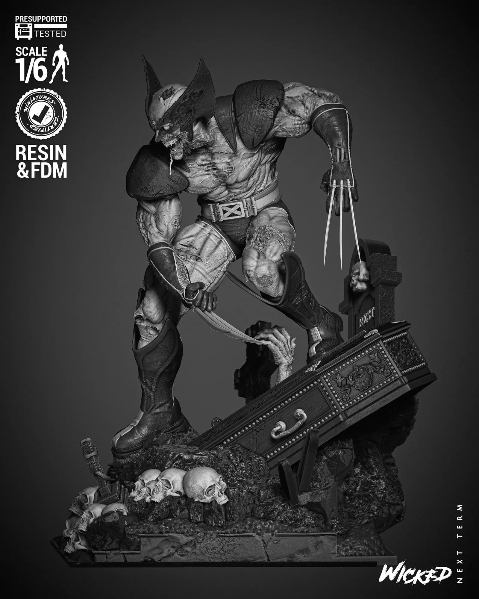 STL - Escultura de Wolverine Zombie render 5