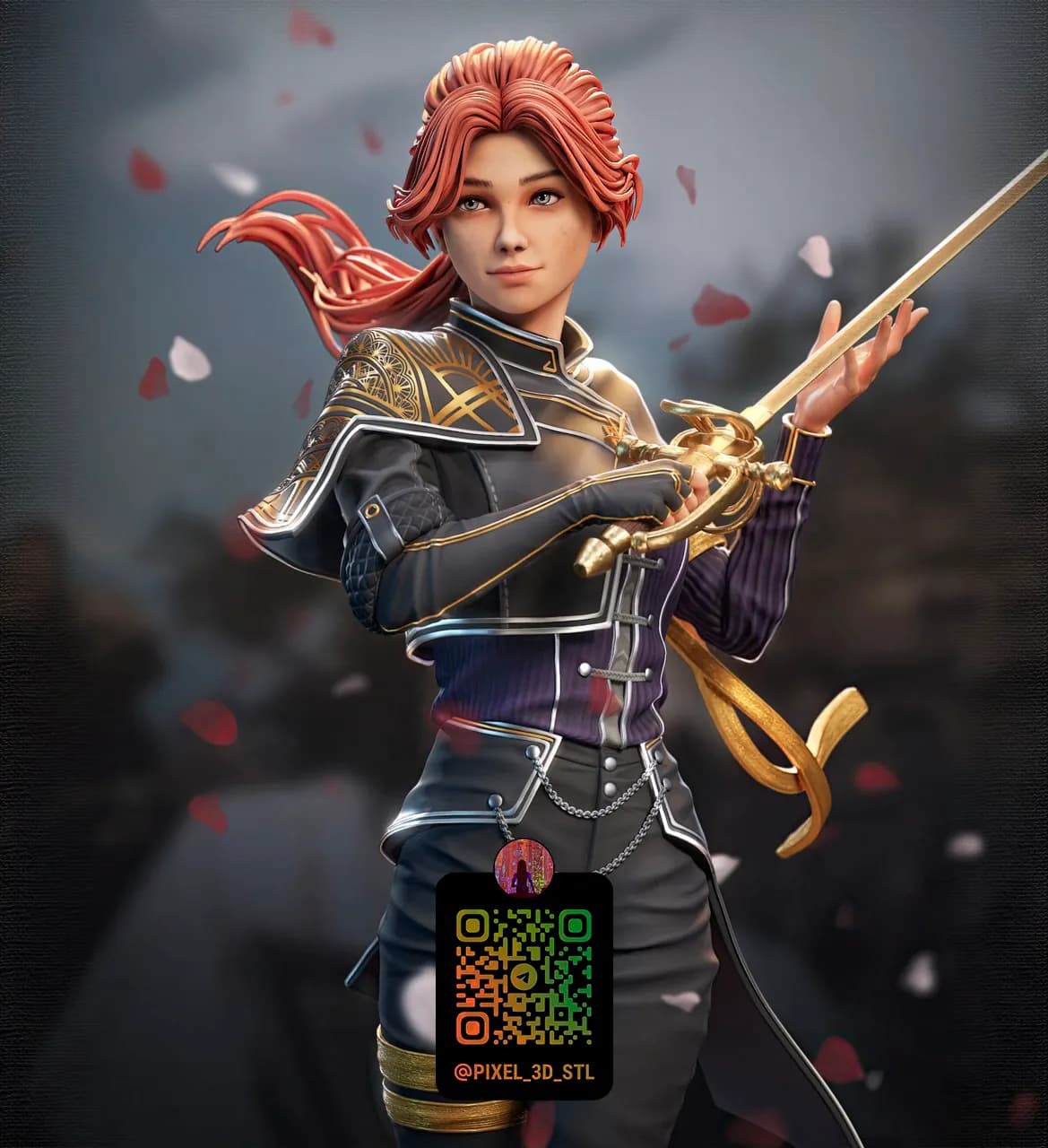 STL - Esgrimista femenina de fantasía