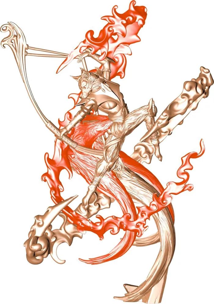 STL - Espíritu Zorro de Fuego Zishanna render 4