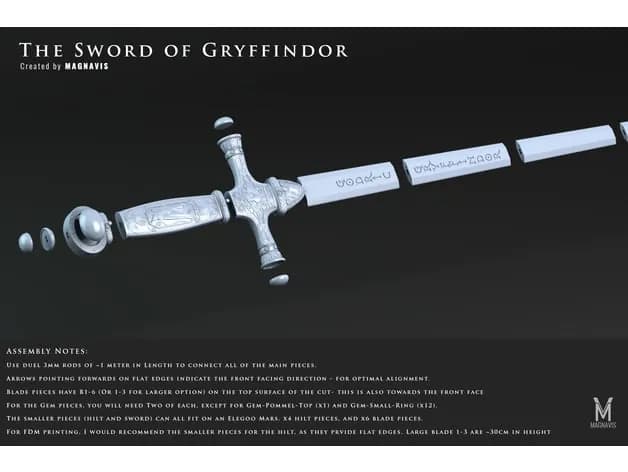 STL - Espada de Gryffindor render 2