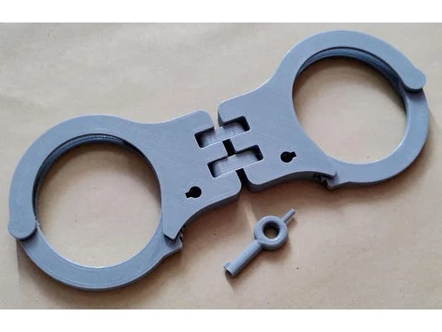 STL - esposas dobles con llave render 2