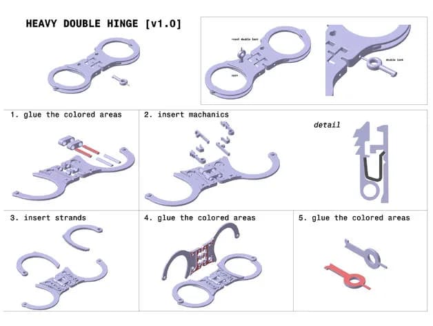 STL - esposas dobles con llave render 3
