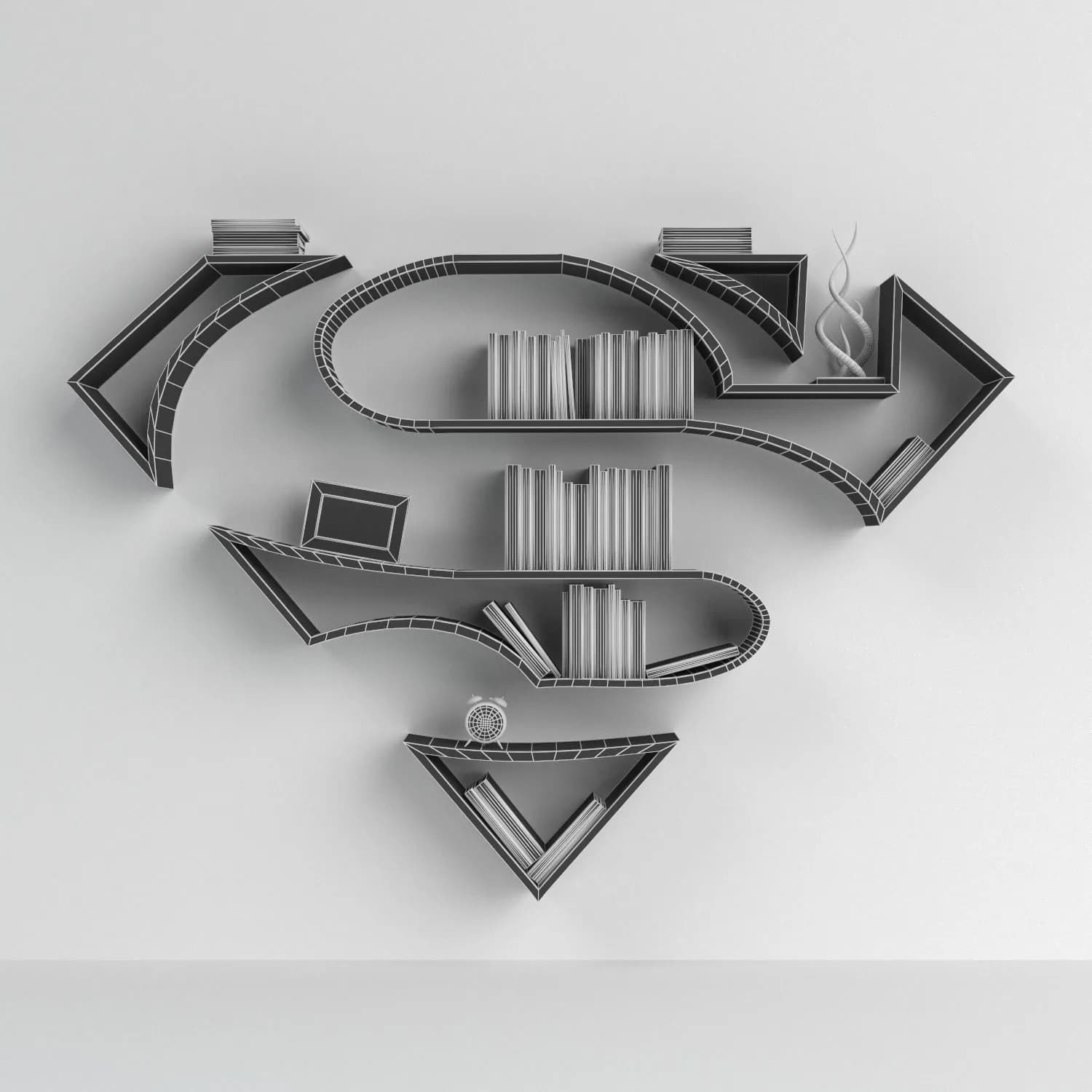 STL - Estantería Superman render 3