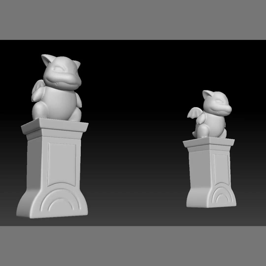 STL - Estatua de Charmander en pedestal