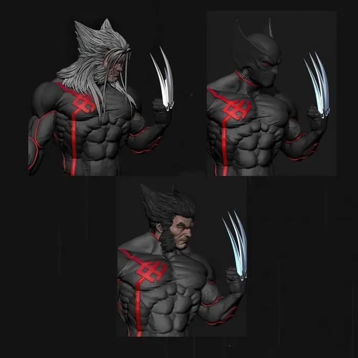 STL - Estatua de Wolverine X Men render 2