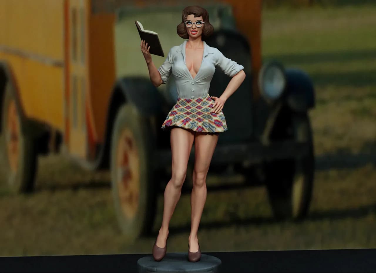 STL - Estudiante Pinup Leyendo