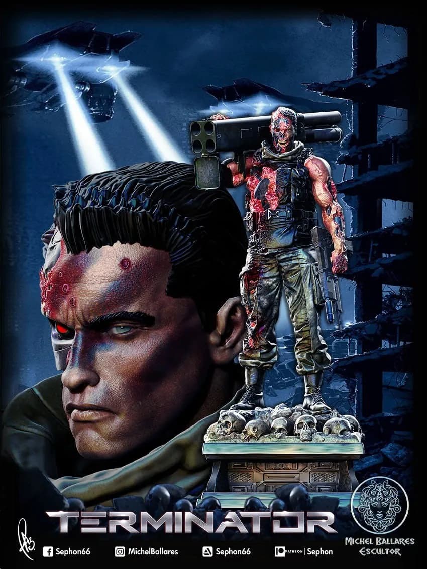 STL - Exterminador T 800 con herida