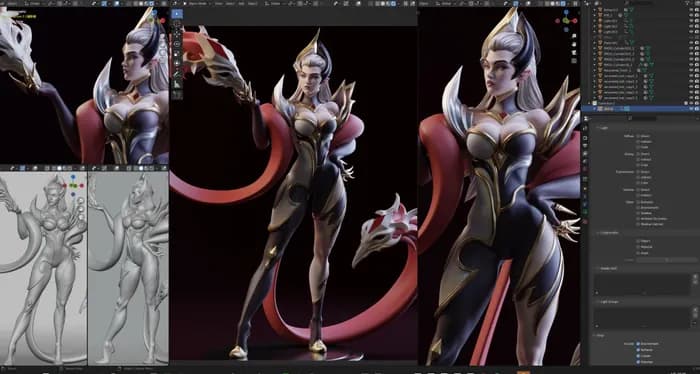 STL - fan coven evelynn render 4