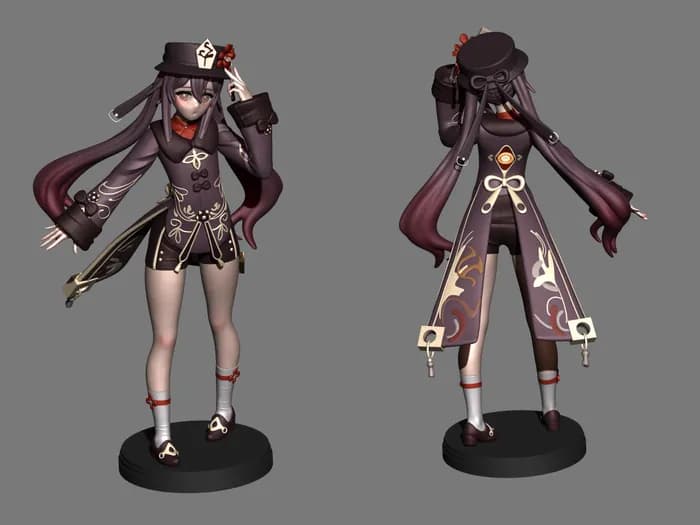 STL - Figura 3D Hu Tao Genshin Impact render 5