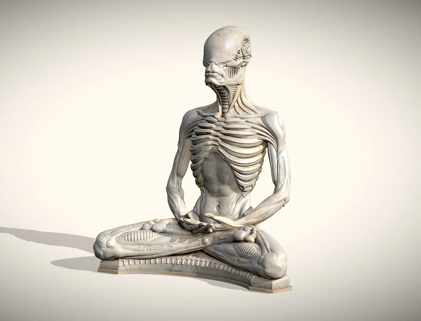 STL - figura alien meditando render 2