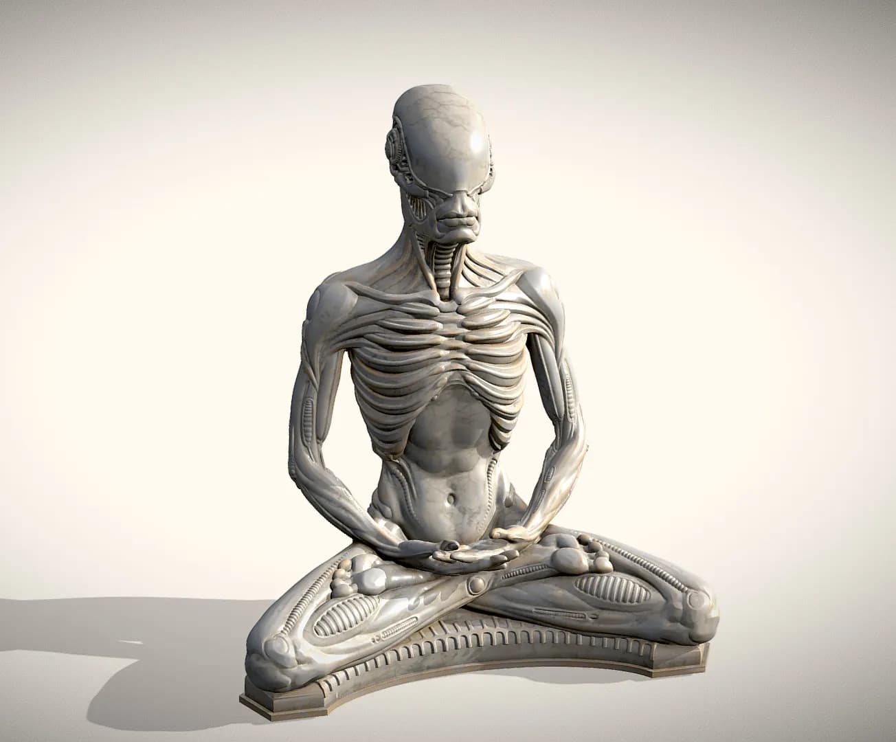 STL - figura alien meditando render 5