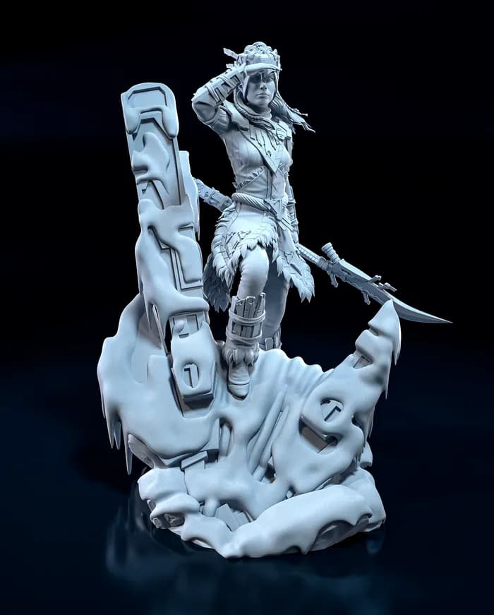 STL - Figura Aloy La Cazadora render 2