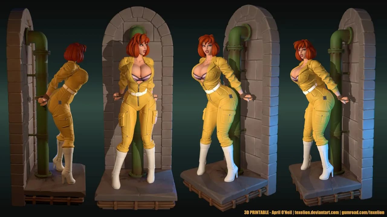 STL - April O'Neil Figure with Overalls