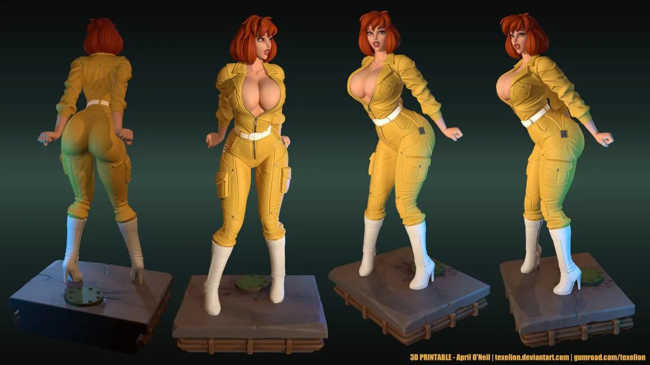 STL - Figura April O'Neil con overol render 2
