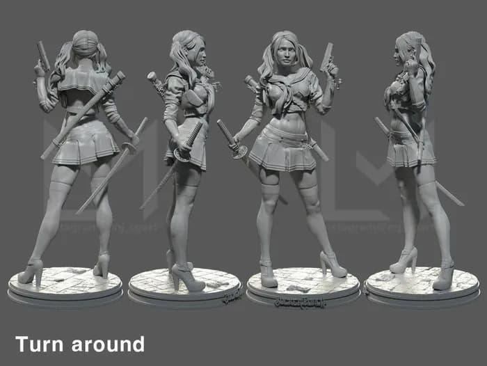 STL - Figura Babydoll de Sucker Punch render 2
