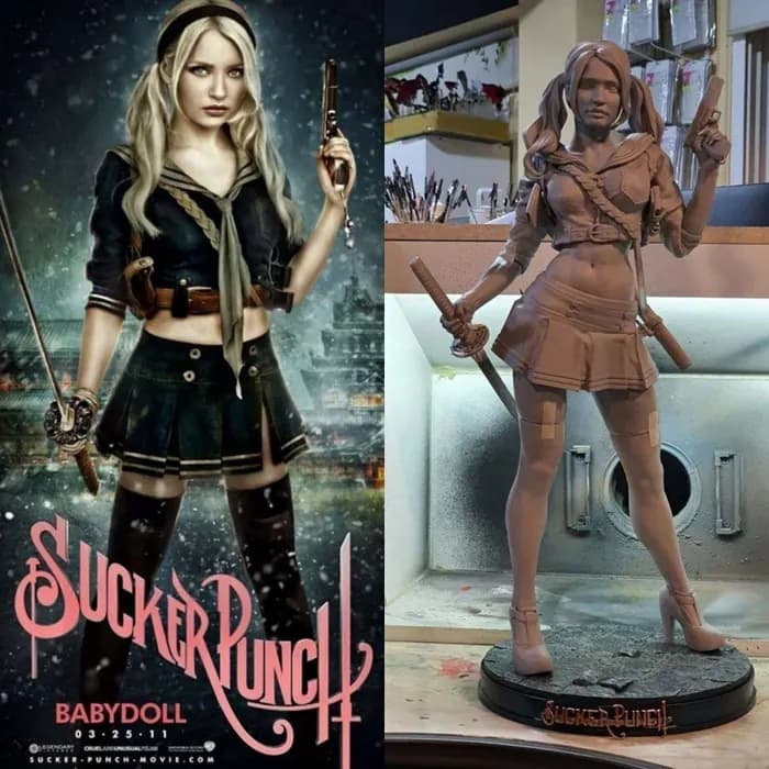 STL - Figura Babydoll de Sucker Punch render 5