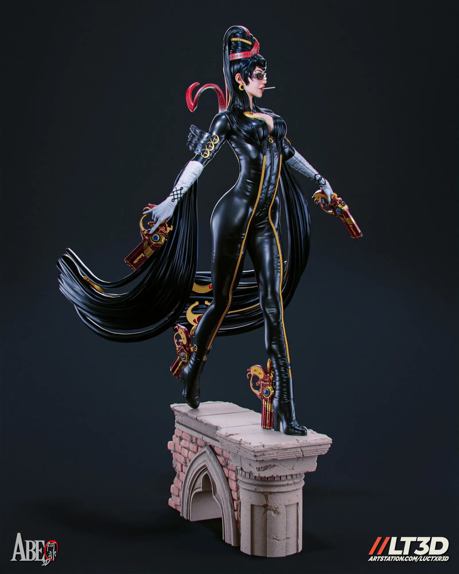 STL - Figura Bayonetta con pistolas render 2
