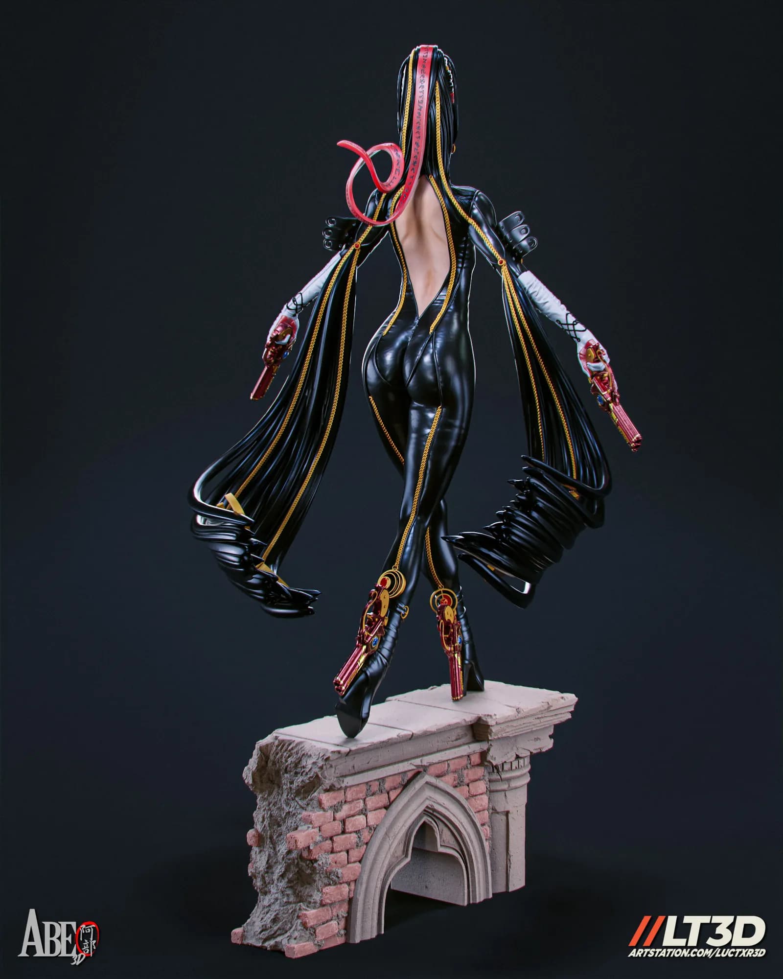 STL - Figura Bayonetta con pistolas render 3
