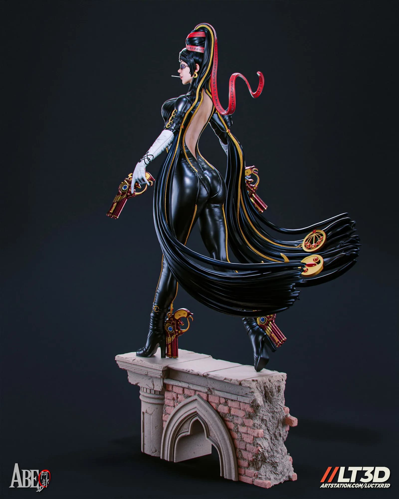 STL - Figura Bayonetta con pistolas render 4