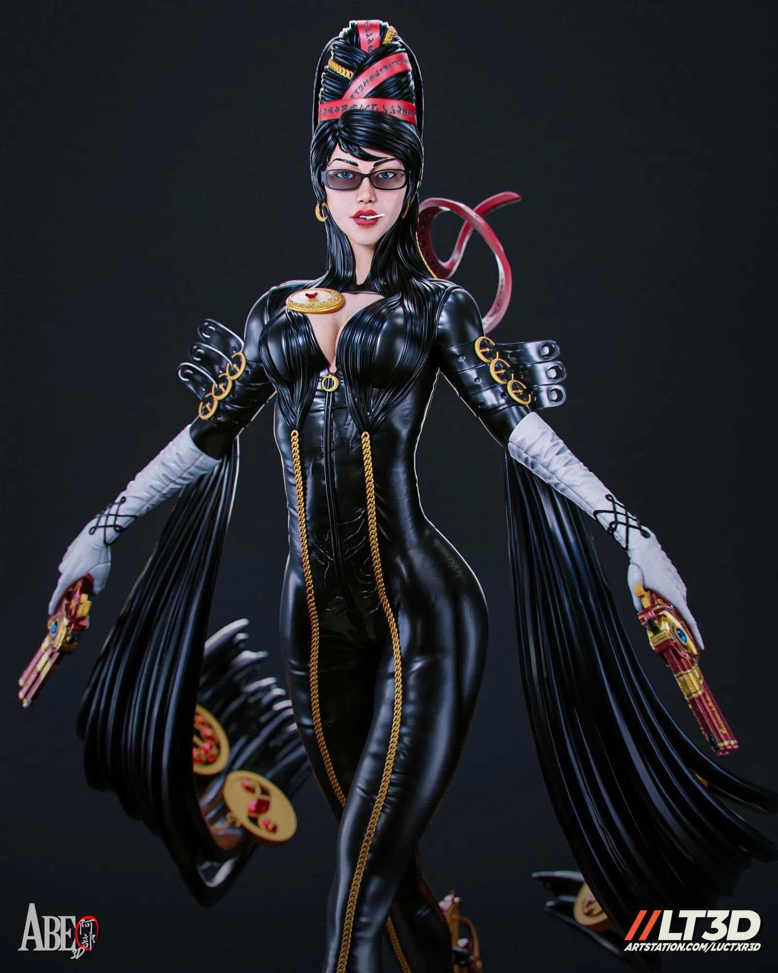 STL - Figura Bayonetta con pistolas render 5