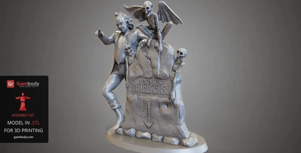 STL - Figura Beetlejuice con cementerio render 3