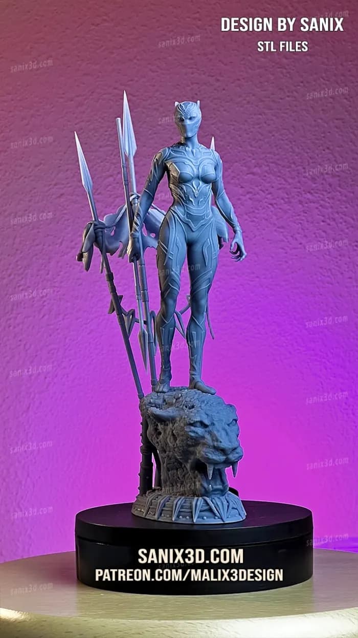 STL - Figura Black Panther estilo anime