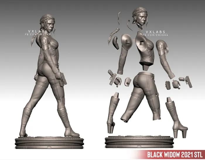 STL - Figura Black Widow de Marvel render 2