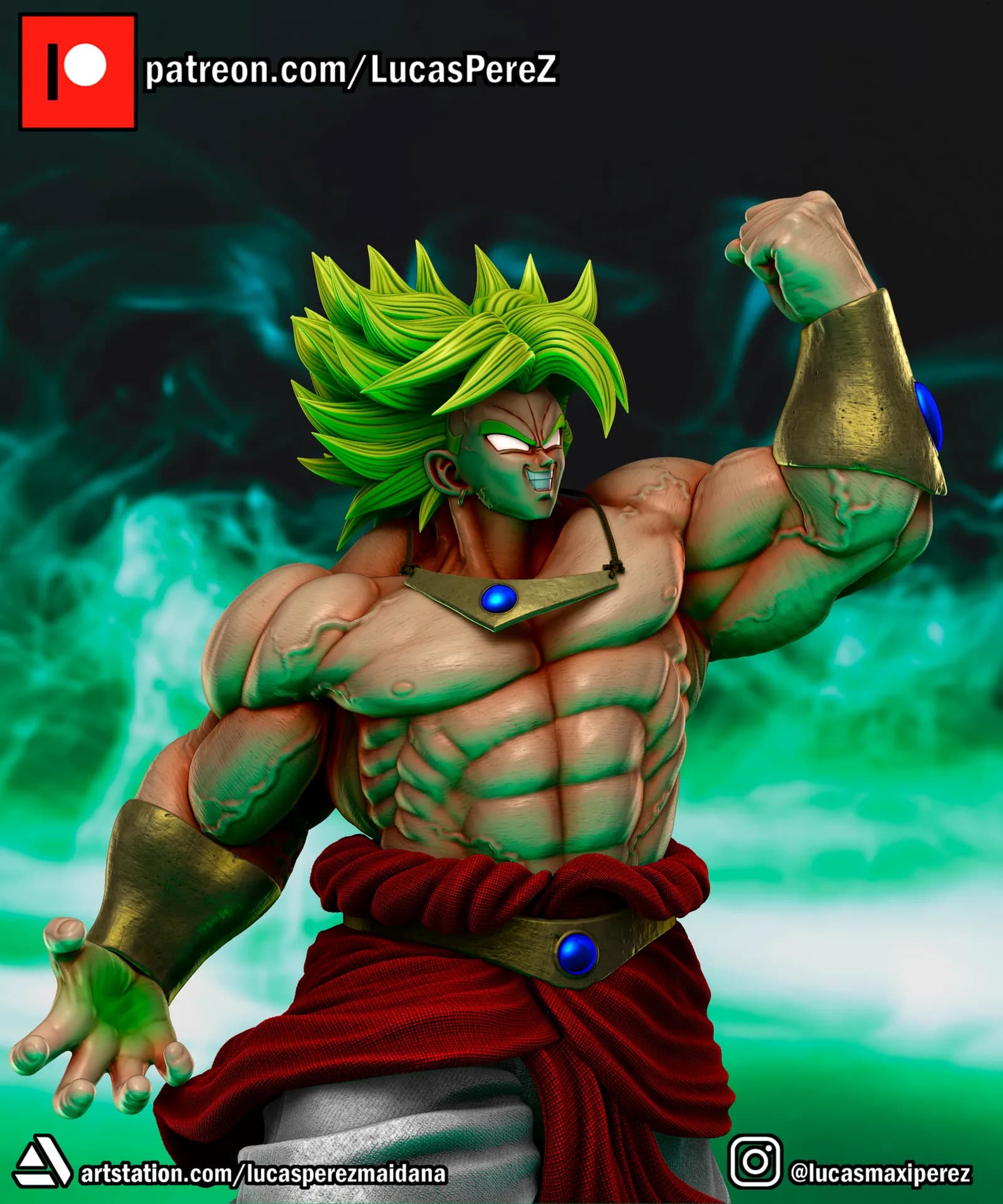 STL - Figura Broly Saiyan 2 render 2
