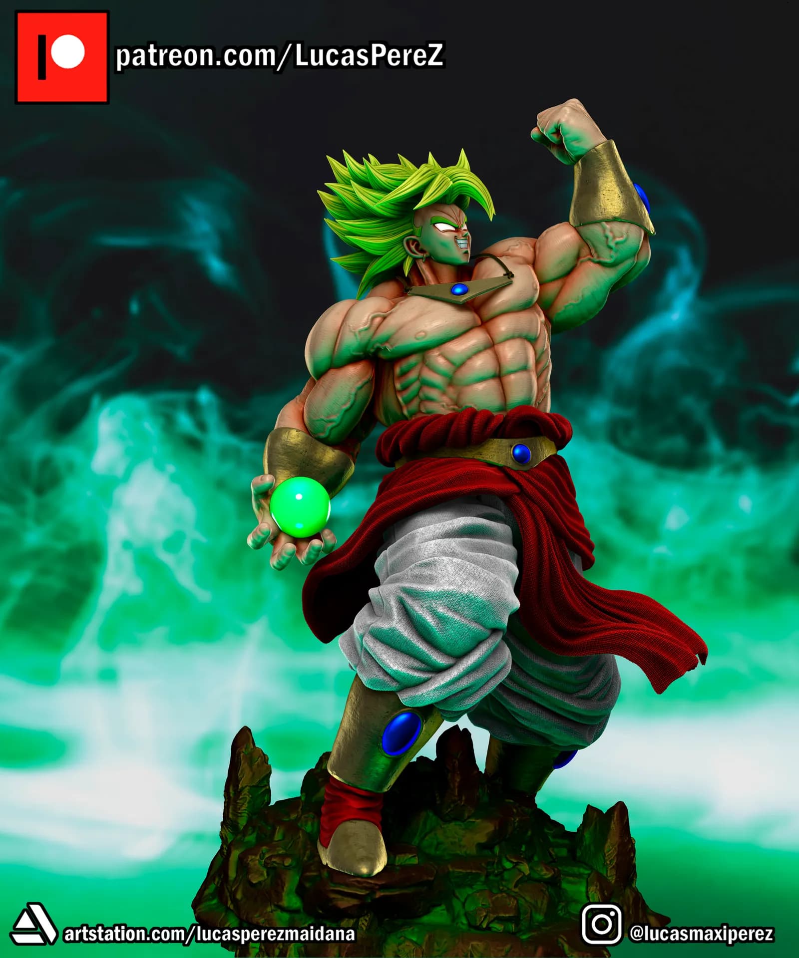 STL - Figura Broly Saiyan 2 render 4
