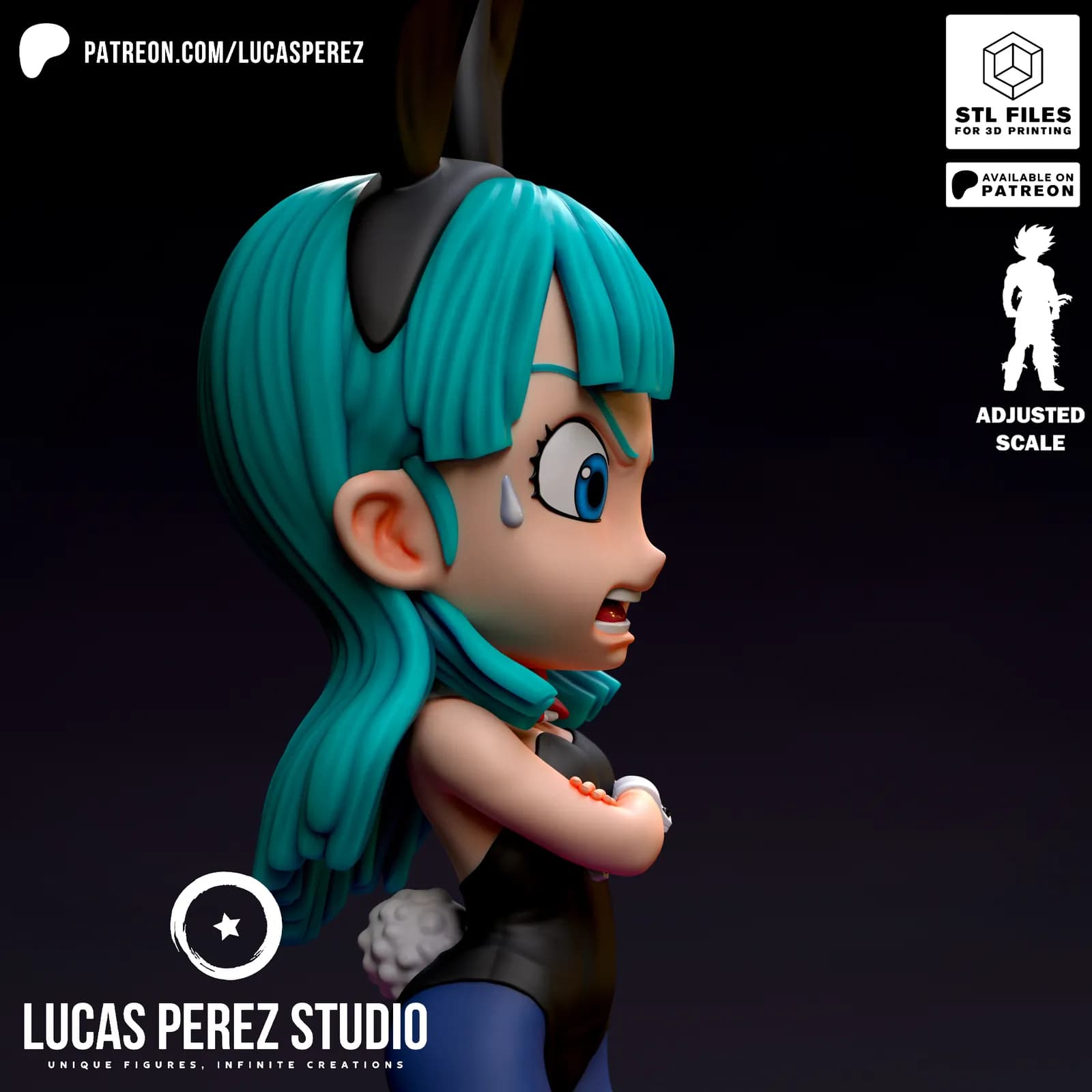 STL - Figura Bulma Bunny Estilo Chibi render 3