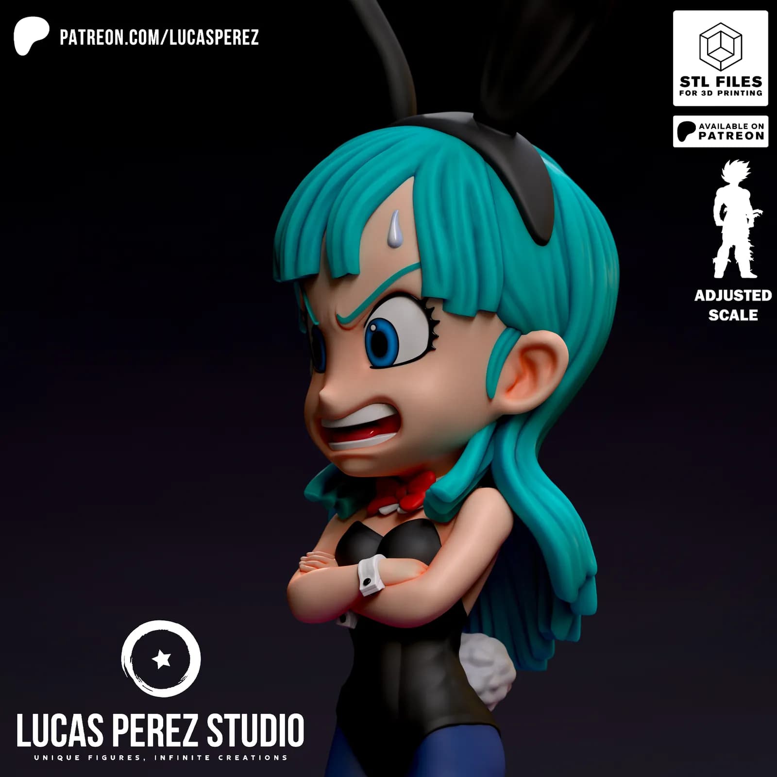 STL - Figura Bulma Bunny Estilo Chibi render 5