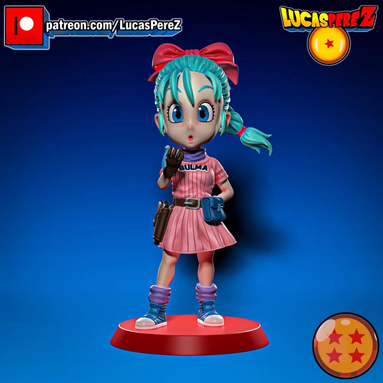 STL - Figura Bulma estilo anime 2 render 2
