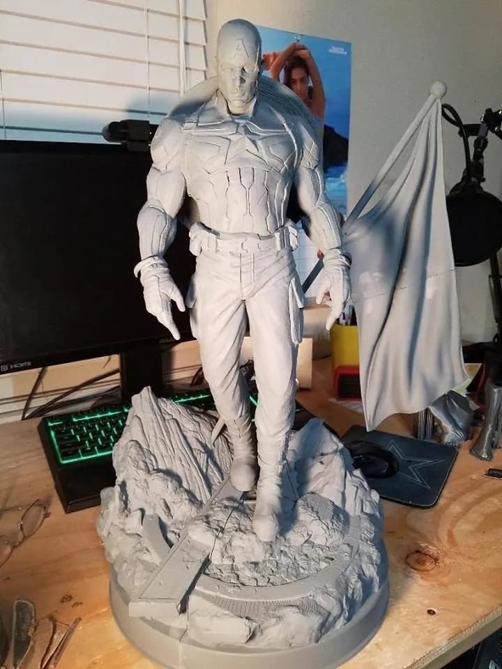 STL - Figura Capitán América con Capa