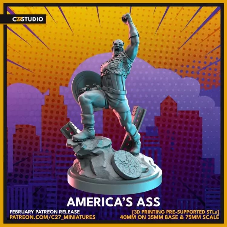 STL - Figura Capitán América con escudo