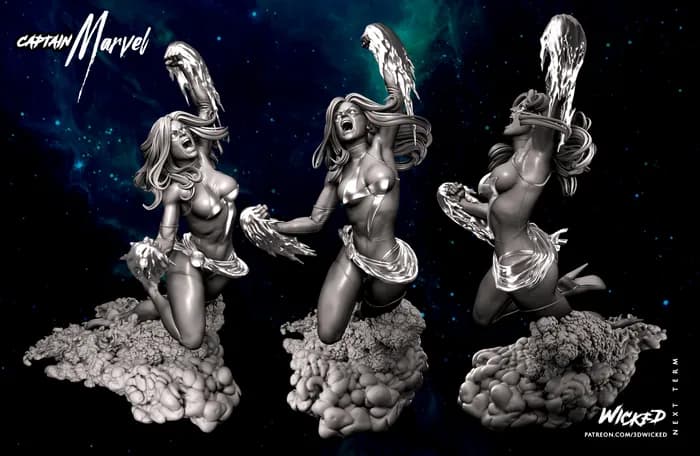 STL - Figura Capitana Marvel render 5