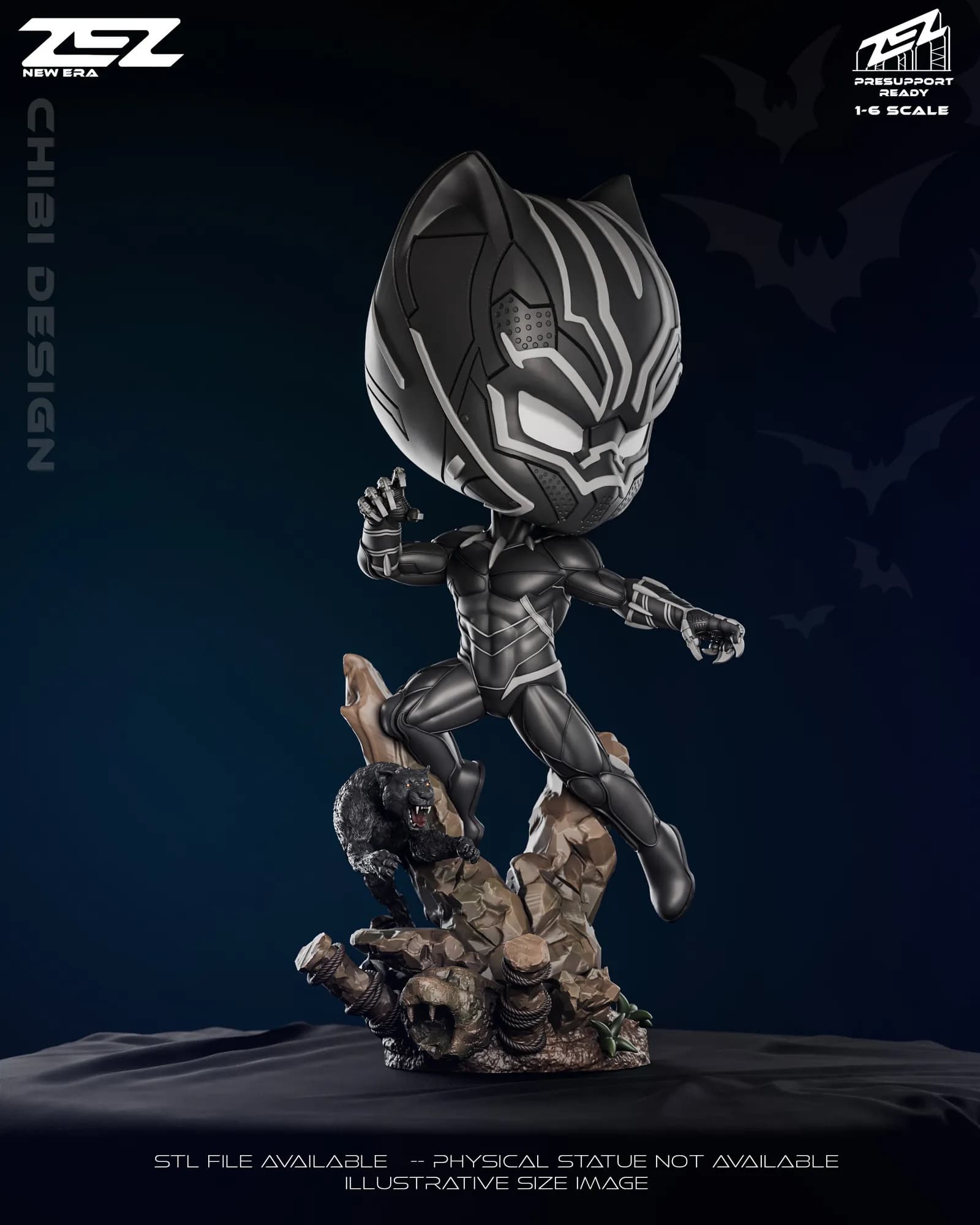STL - Figura chibi de Black Panther render 2